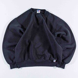 Vtg 90s Russell Athletic Sweatshirt Medium Black Blank Made in USA Crewneck